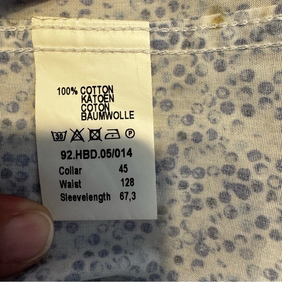 R2 Amsterdam White Graphic Blue Dot Mens Button Up Top- Modern Fit- Size 2XL - Picture 9 of 11